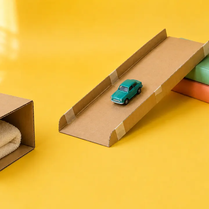 A cardboard helper standing on two flat feet